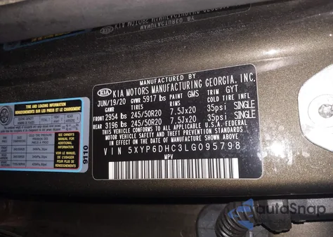 2020 Kia Telluride S z USA, uszkodzony, nr VIN 5XYP6DHC3LG095798